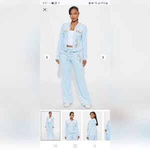 2pc Baby Phat Velour Zip Hoodie And Straight Leg Pants